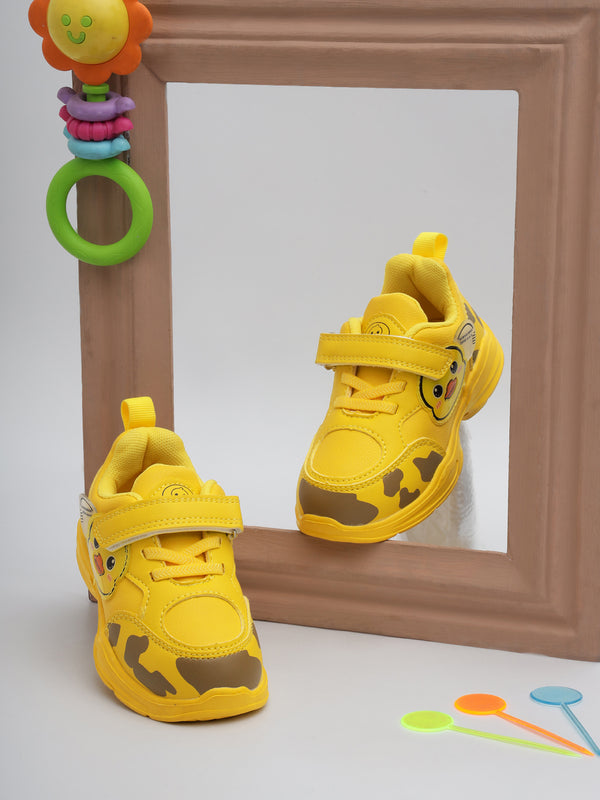 Yellow PU Velcro Sneakers For Kids-Unisex (TC-RS4007-YEL)