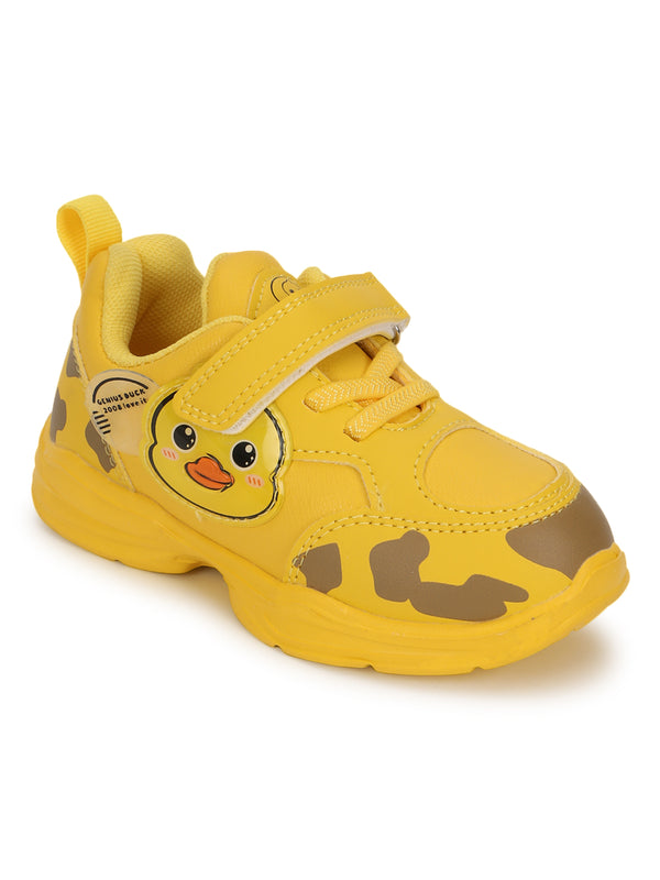 Yellow PU Velcro Sneakers For Kids-Unisex (TC-RS4007-YEL)