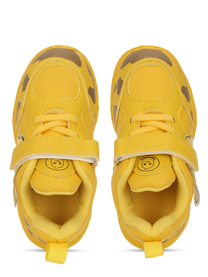 Yellow PU Velcro Sneakers For Kids-Unisex (TC-RS4007-YEL)