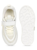 White Mesh Velcro Sneakers For Kids-Unisex (TC-RS4008-WHT)