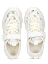 White Mesh Velcro Sneakers For Kids-Unisex (TC-RS4008-WHT)