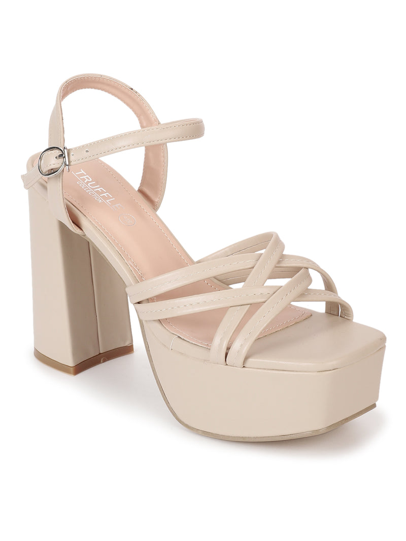 Nude PU Crossover Strap Block Heel Sandals (TC-RS4009-NUD)