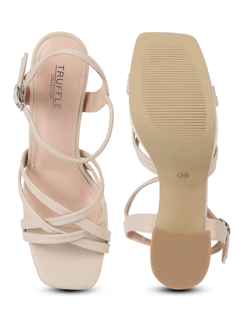 Nude PU Crossover Strap Block Heel Sandals (TC-RS4009-NUD)