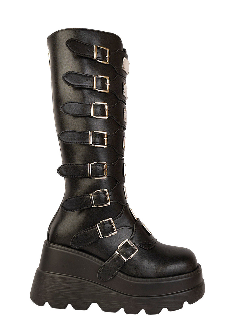 Black Synthetic Leather Winter High-End Stylish Long Boots (TC-RS4010-B-BLK)