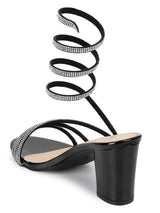 Black Patent Stylish Spiral Diamond Strap Block Sandals (TC-RS4010-BLK)