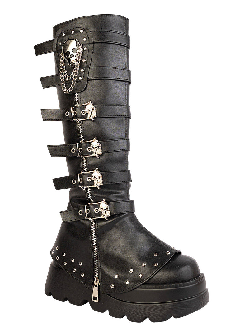 Black Synthetic Leather Winter High-End Stylish Long Boots (TC-RS4011-BLK)