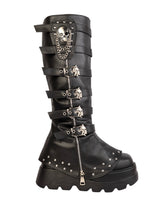 Black Synthetic Leather Winter High-End Stylish Long Boots (TC-RS4011-BLK)