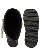 Black Synthetic Leather Winter High-End Stylish Long Boots (TC-RS4011-BLK)