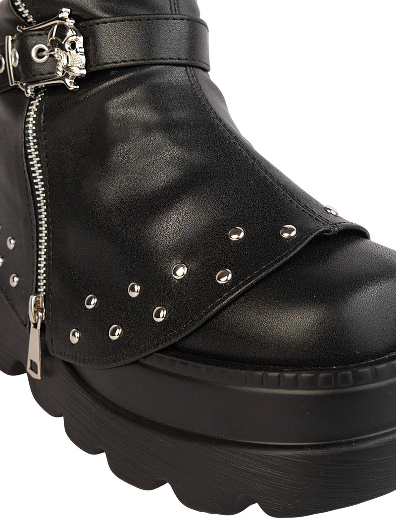 Black Synthetic Leather Winter High-End Stylish Long Boots (TC-RS4011-BLK)