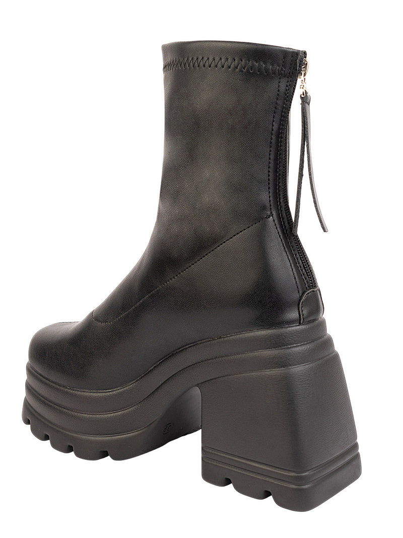 Black Synthetic Leather High-End-Fashion Stylish Ankle Boots (TC-RS4012-BLK)