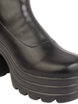 Black Synthetic Leather High-End-Fashion Stylish Ankle Boots (TC-RS4012-BLK)