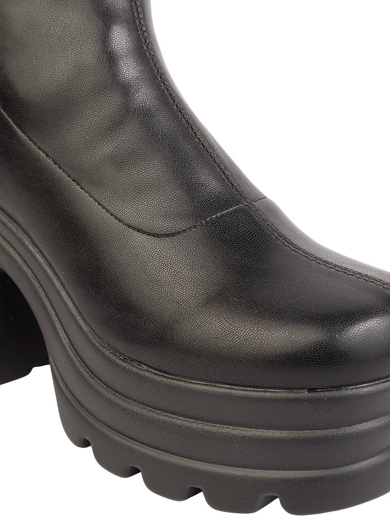 Black Synthetic Leather High-End-Fashion Stylish Ankle Boots (TC-RS4012-BLK)