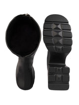 Black Synthetic Leather Winter High-End Stylish Long Boots (TC-RS4013-BLK)