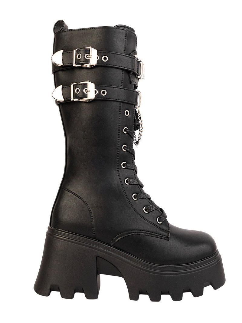 Black Synthetic Leather High-End-Fashion Stylish Ankle Boots (TC-RS4014-BLK)