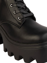Black Synthetic Leather High-End-Fashion Stylish Ankle Boots (TC-RS4014-BLK)