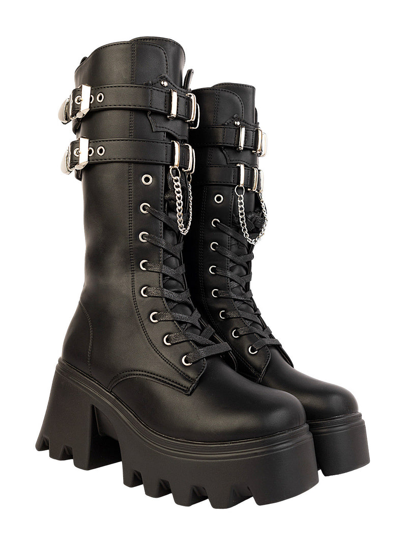 Black Synthetic Leather High-End-Fashion Stylish Ankle Boots (TC-RS4014-BLK)