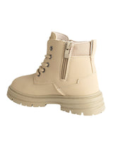 Beige Synthetic Leather Winter Top Design And Durable Sole Lace-Up Ankle Boots For Kids-Unisex  (TC-RS5011-BEIG)