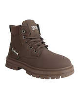 Brown Synthetic Leather Winter Top Design And Durable Sole Lace-Up Ankle Boots For Kids-Unisex  (TC-RS5011-BRO)