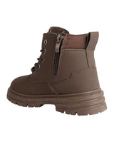Brown Synthetic Leather Winter Top Design And Durable Sole Lace-Up Ankle Boots For Kids-Unisex  (TC-RS5011-BRO)