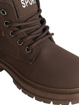 Brown Synthetic Leather Winter Top Design And Durable Sole Lace-Up Ankle Boots For Kids-Unisex  (TC-RS5011-BRO)