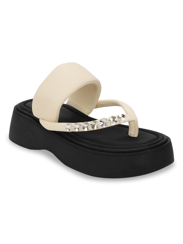 White PU Diamanté Block Heel Sandals (TC-RS699-WHT)