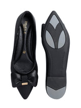 Black Synthetic Leather Pointed Toe Flat Ballerina (TC-RSHO1-BLK)