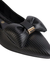 Black Synthetic Leather Pointed Toe Flat Ballerina (TC-RSHO1-BLK)