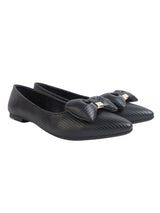 Black Synthetic Leather Pointed Toe Flat Ballerina (TC-RSHO1-BLK)