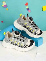 Grey Black Mesh Dial Lock Closure Sneakers For Kids-Unisex (TC-RSHO10-GRYBLK)