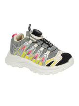 Grey Pink Mesh Dial Lock Closure Sneakers For Kids-Unisex (TC-RSHO10-GRYPNK)