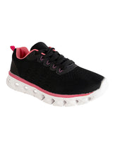 Black Pink Mesh Lace-Up Round Toe Flat Sneakers (TC-RSHO2-BLKPNK)