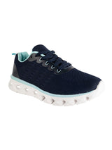 Blue Mesh Lace-Up Round Toe Flat Sneakers (TC-RSHO2-BLU)