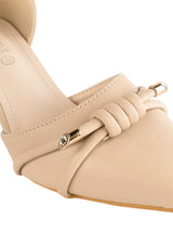 Nude Synthetic Leather Embellished Pointed Toe Block Heel Sandals (TC-RSHO3-NUD)