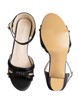 Black Synthetic Leather Embellished Open Toe Block Heel Sandals (TC-RSHO5-BLK)