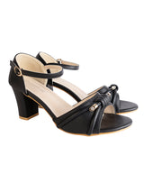Black Synthetic Leather Embellished Open Toe Block Heel Sandals (TC-RSHO5-BLK)