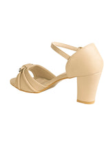 Nude Synthetic Leather Embellished Open Toe Block Heel Sandals (TC-RSHO5-NUD)