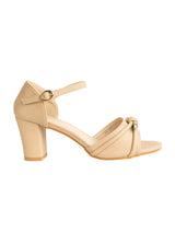 Nude Synthetic Leather Embellished Open Toe Block Heel Sandals (TC-RSHO5-NUD)