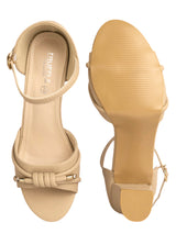 Nude Synthetic Leather Embellished Open Toe Block Heel Sandals (TC-RSHO5-NUD)