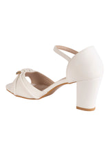 White Synthetic Leather Embellished Open Toe Block Heel Sandals (TC-RSHO5-WHT)