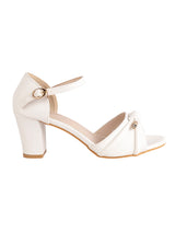 White Synthetic Leather Embellished Open Toe Block Heel Sandals (TC-RSHO5-WHT)