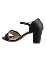 Black Synthetic Leather Embellished Open Toe Block Heel Sandals (TC-RSHO6-BLK)