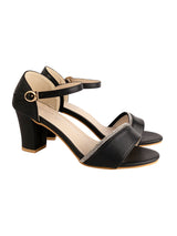 Black Synthetic Leather Embellished Open Toe Block Heel Sandals (TC-RSHO6-BLK)