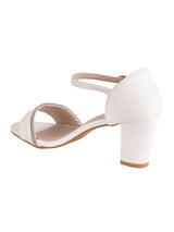 White Synthetic Leather Embellished Open Toe Block Heel Sandals (TC-RSHO6-WHT)