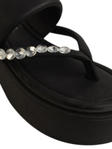 Black Synthetic Leather Diamanté Block Heel Sandals (TC-RSHO7-BLK)