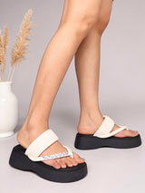 White Synthetic Leather Diamanté Block Heel Sandals (TC-RSHO7-WHT)