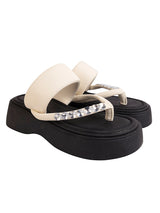 White Synthetic Leather Diamanté Block Heel Sandals (TC-RSHO7-WHT)