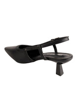 Black Synthetic Leather Solid Pointed Toe Kitten Heel Sandals (TC-RSHO9-BLK)