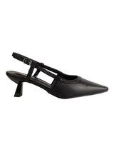 Black Synthetic Leather Solid Pointed Toe Kitten Heel Sandals (TC-RSHO9-BLK)