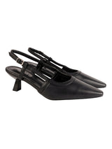 Black Synthetic Leather Solid Pointed Toe Kitten Heel Sandals (TC-RSHO9-BLK)
