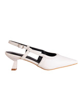 White Synthetic Leather Solid Pointed Toe Kitten Heel Sandals (TC-RSHO9-WHT)